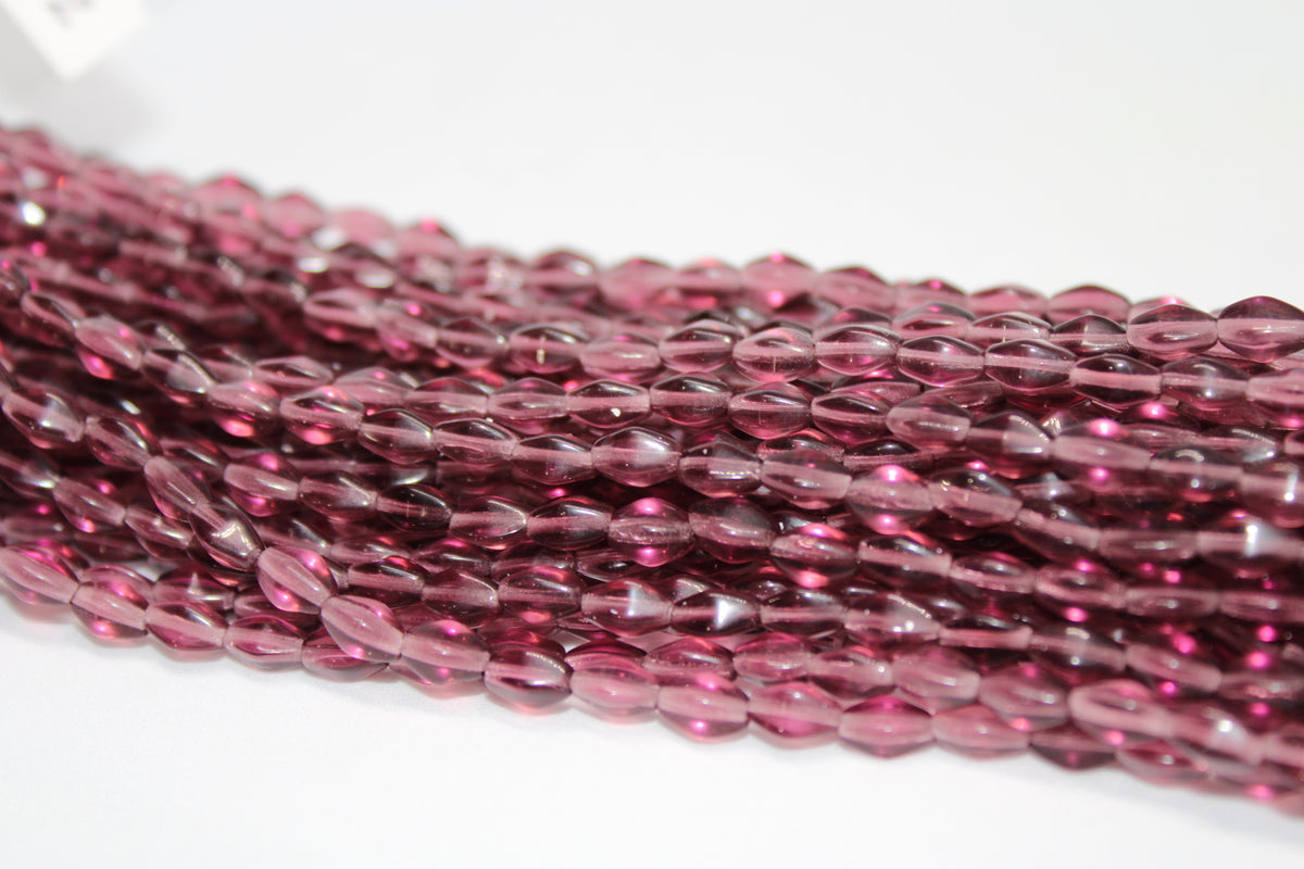 Magenta Czech Glass Beads 8mm x 4mm, 7.5 inches Strand