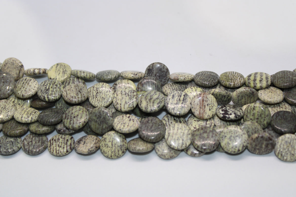 Feldspar Green Jasper 15mm Beads, 16’’ Strand