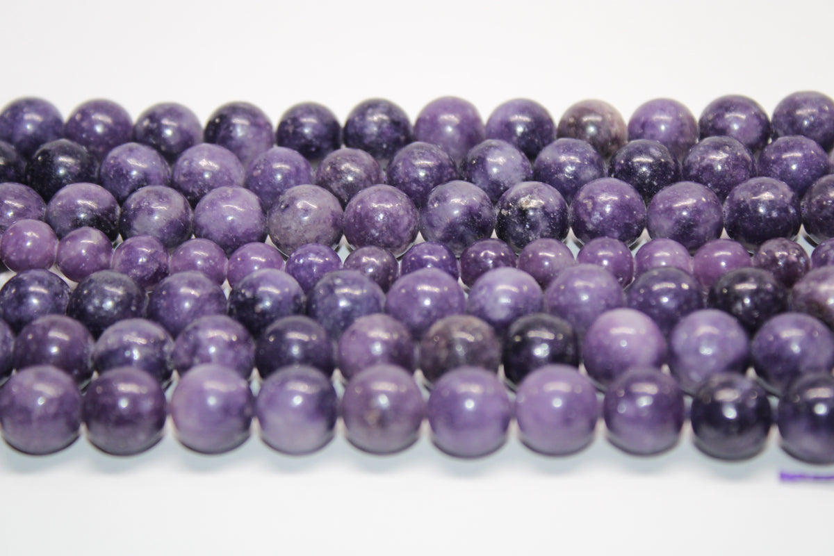 Lepidolite Round Gemstone Beads 16" Strand