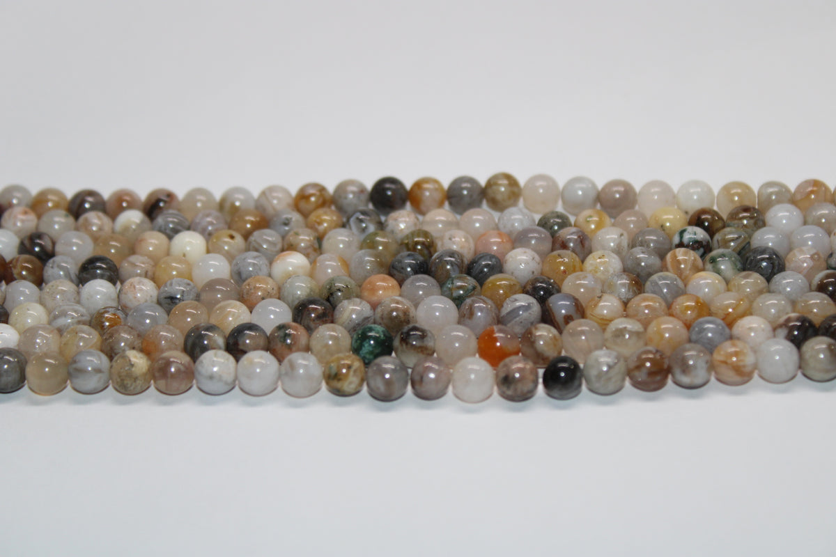 Bamboo Leaf Agate Round, 16 inches Strand