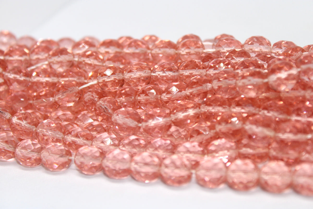 Peach Faceted Czech Glass 10mm, 7 inches Strand