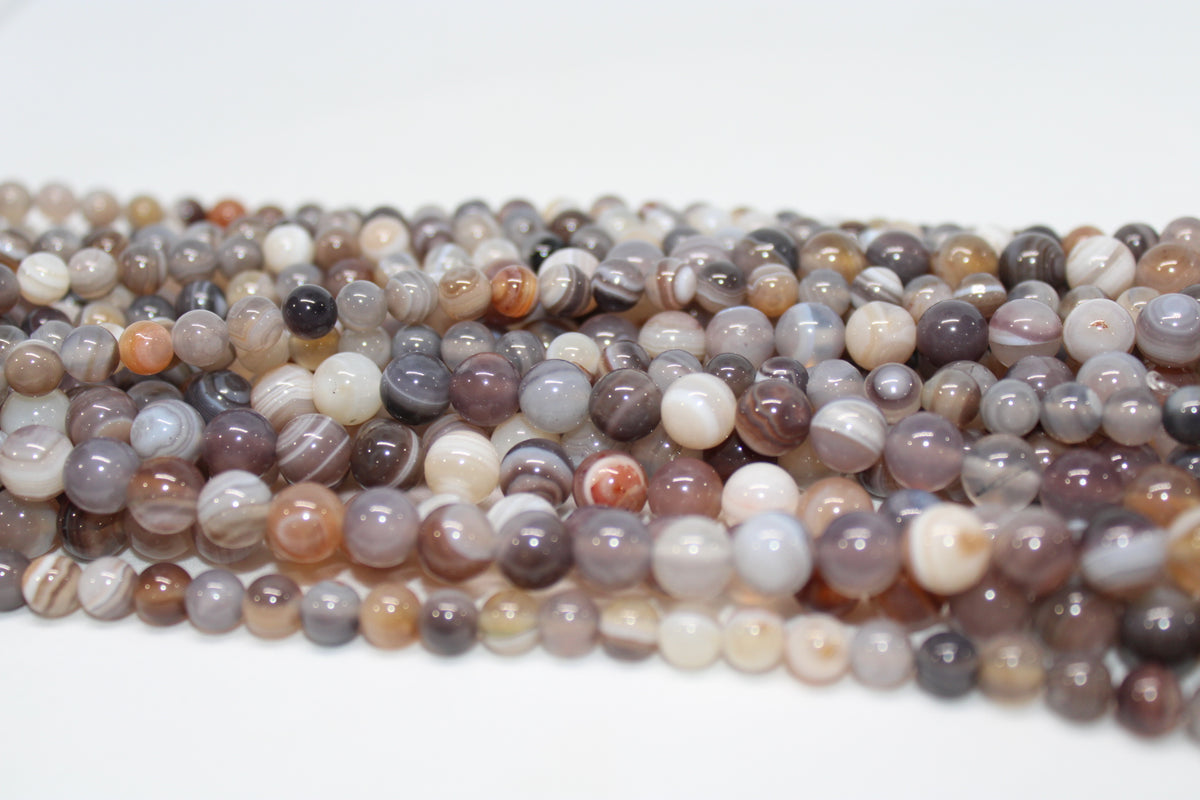 Botswana Agate Round Gemstone Beads 16" Strand