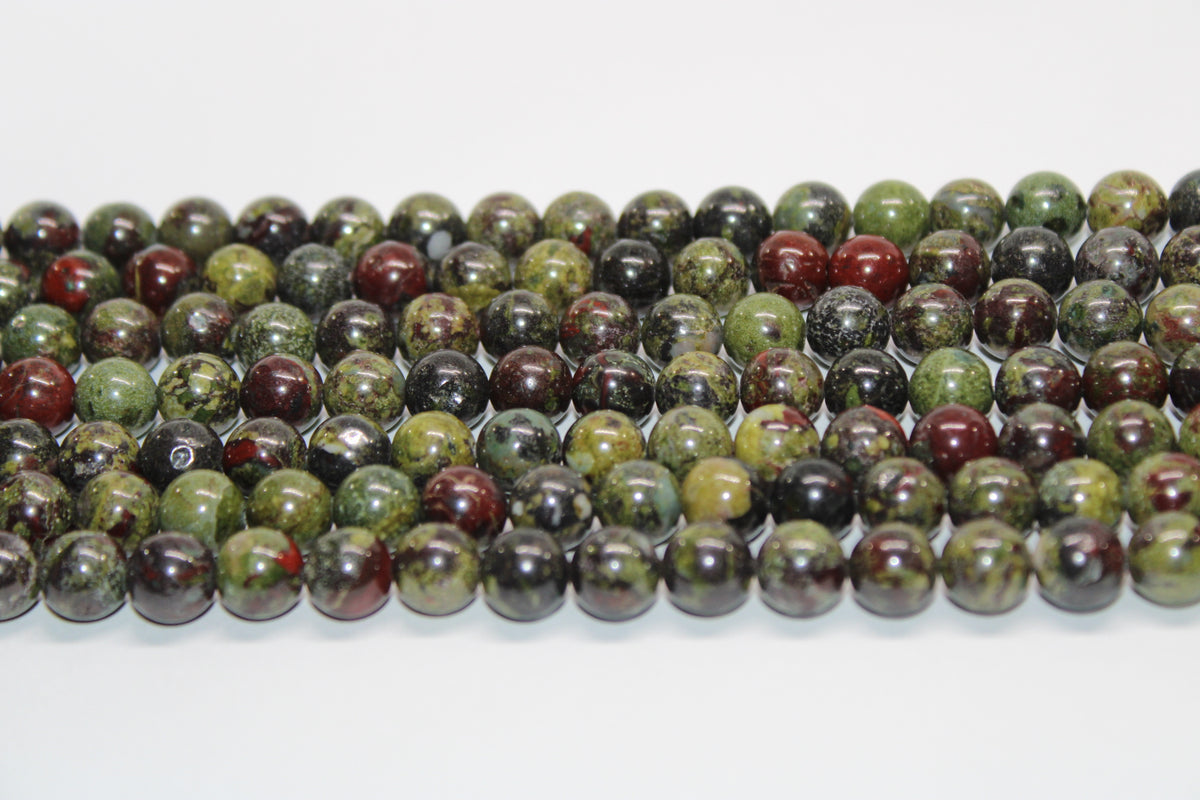 Dragon Bloodstone Round Gemstone Beads, 16 inches Strand