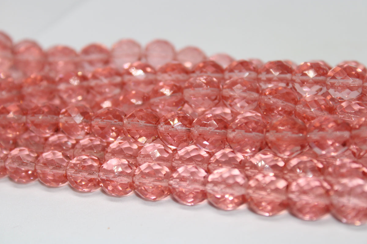 Peach Faceted Czech Glass 12mm, 8 inches Strand