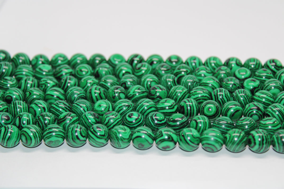 Syn Malachite Round Faceted, 16 inches Strand