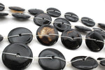 Black Obsidian Donut 16mm Gemstone Beads 16" Strand