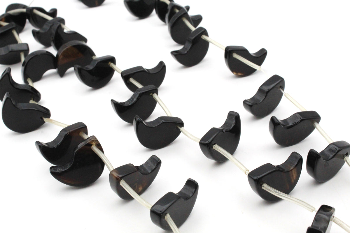 Black Obsidian Leaf Side Hole 16 x 23 mm