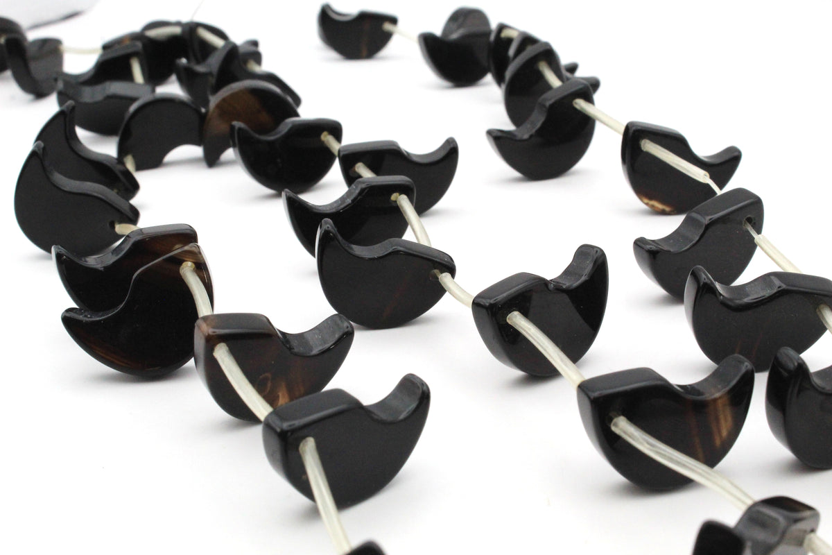 Black Obsidian Leaf Side Hole 16 x 23 mm