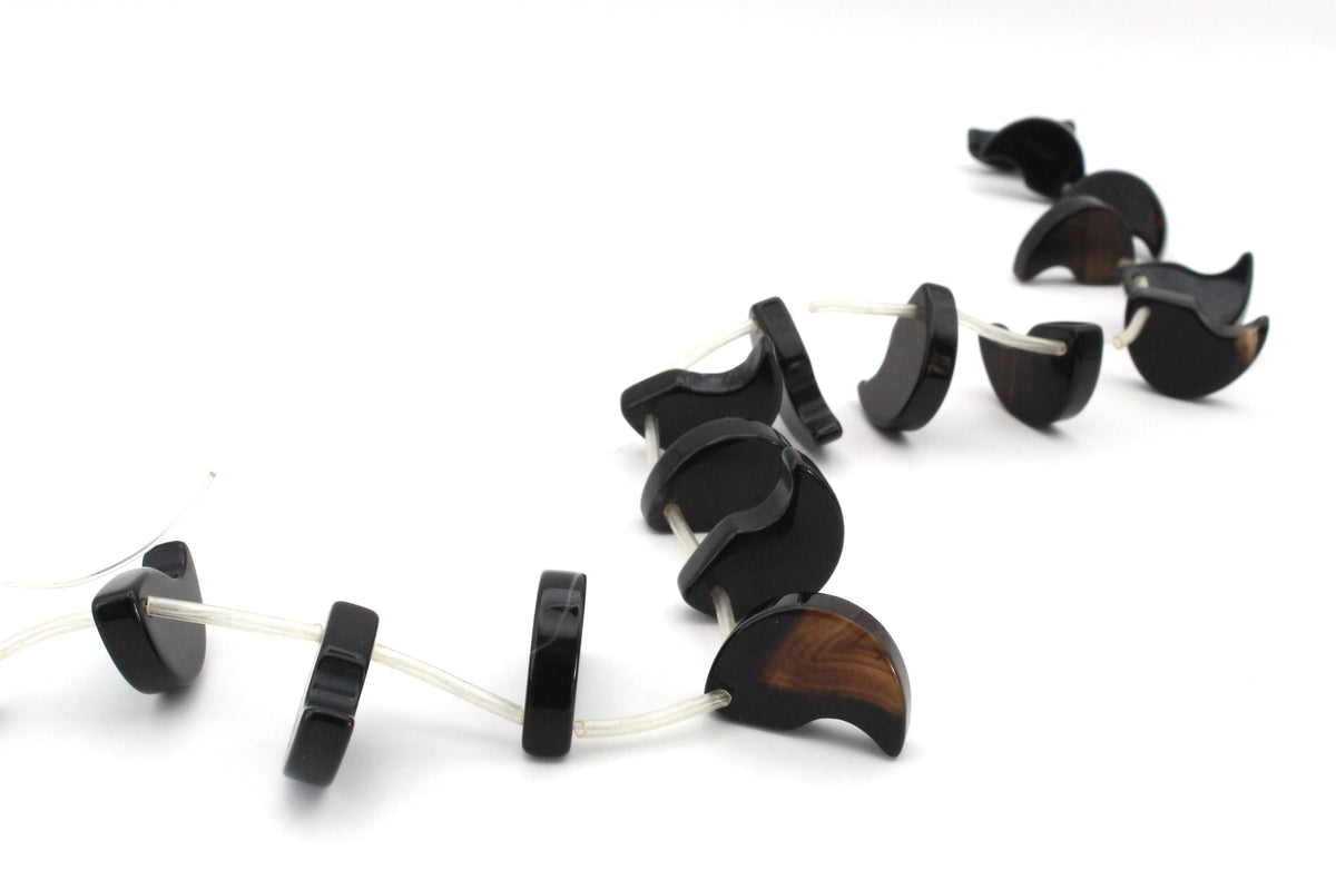 Black Obsidian Leaf Side Hole 16 x 23 mm