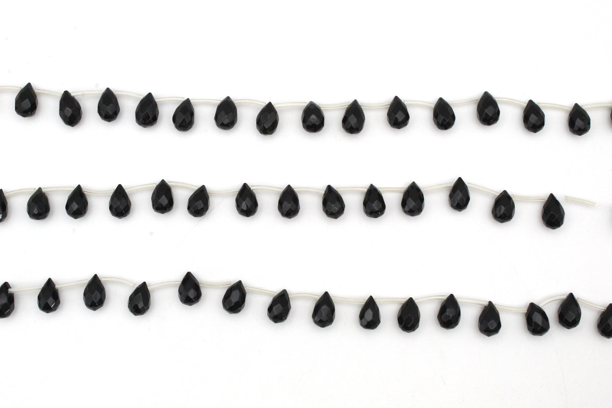 Black Onyx Drop Faceted 8 X 12 mm