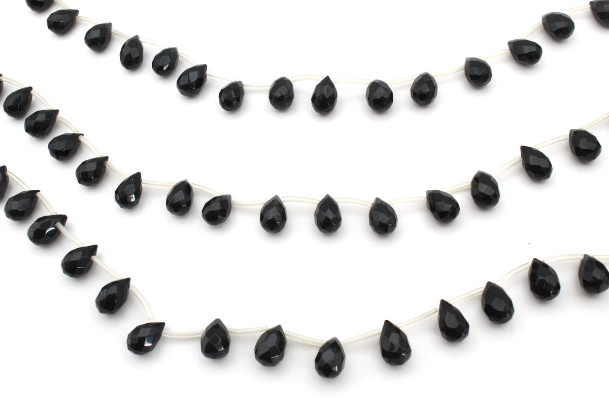 Black Onyx Drop Faceted 8 X 12 mm