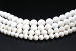 White Stone Round Gemstone Beads 16" Strand