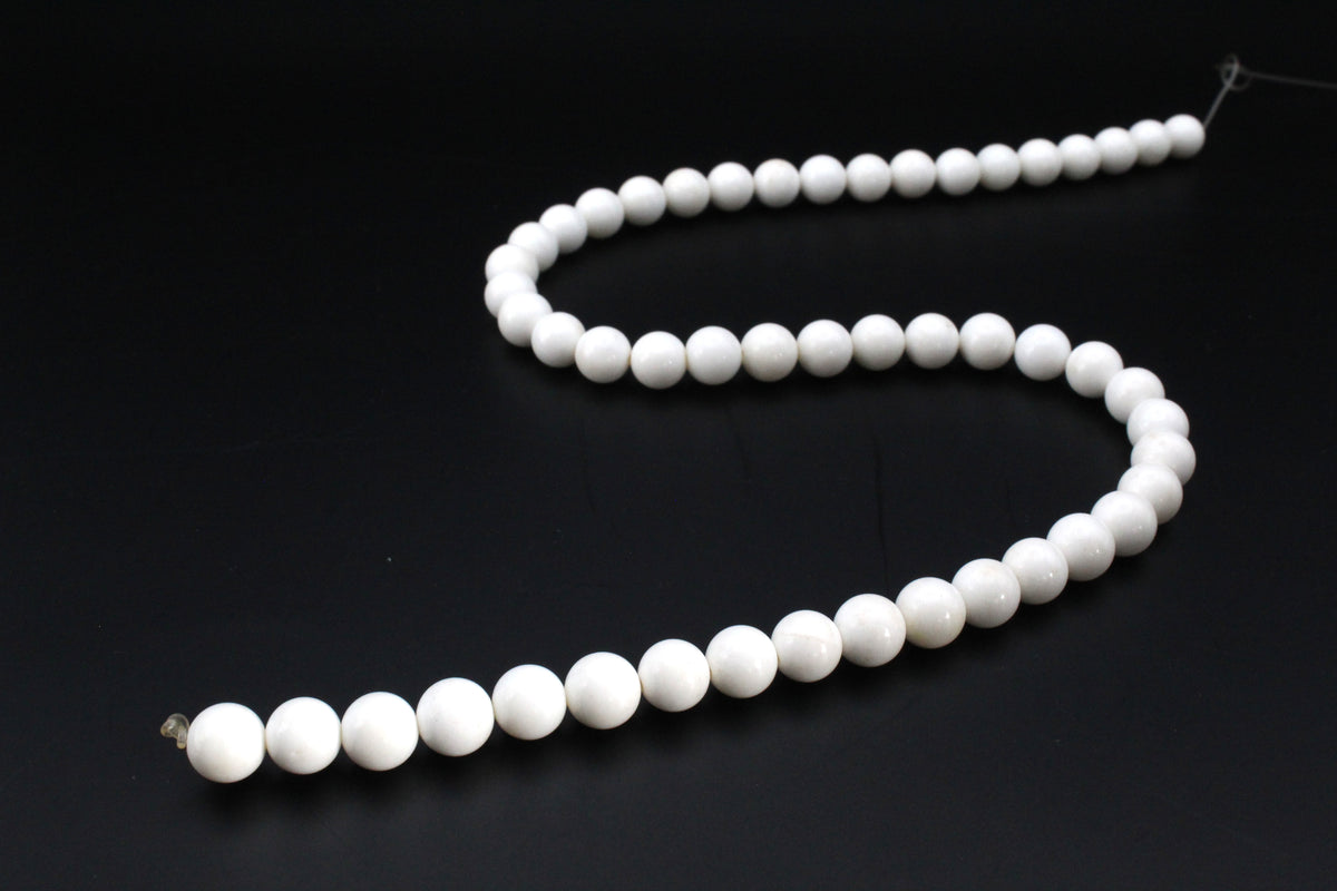 White Stone Round Gemstone Beads 16" Strand