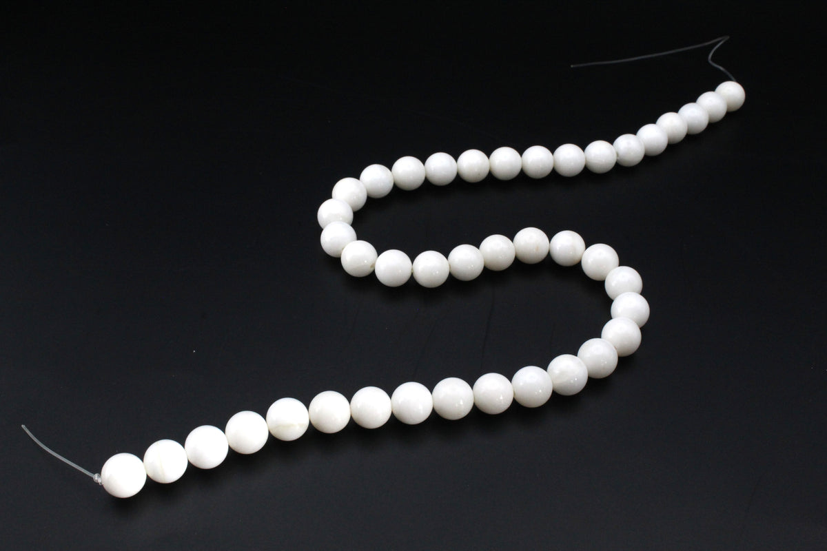 White Stone Round Gemstone Beads 16" Strand