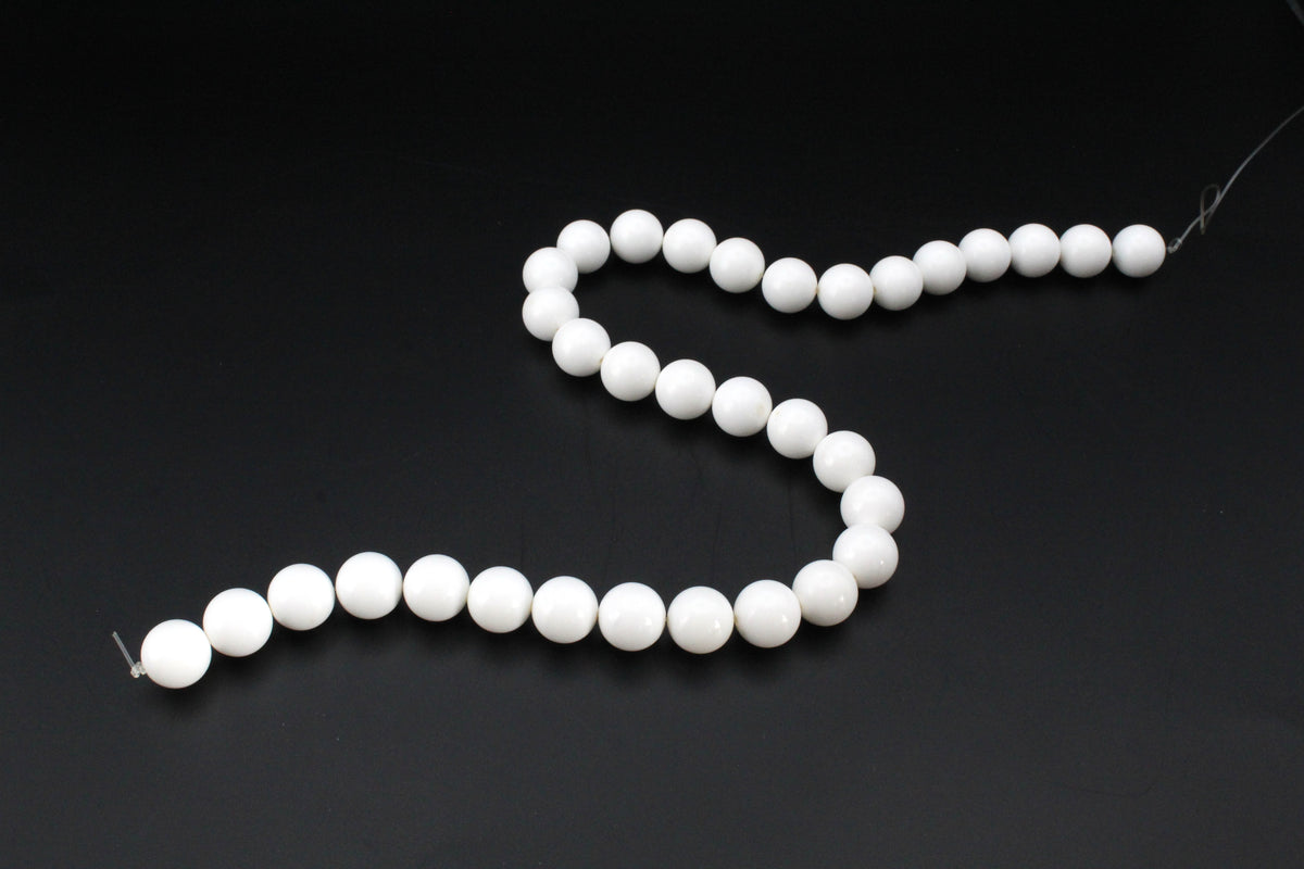 White Stone Round Gemstone Beads 16" Strand