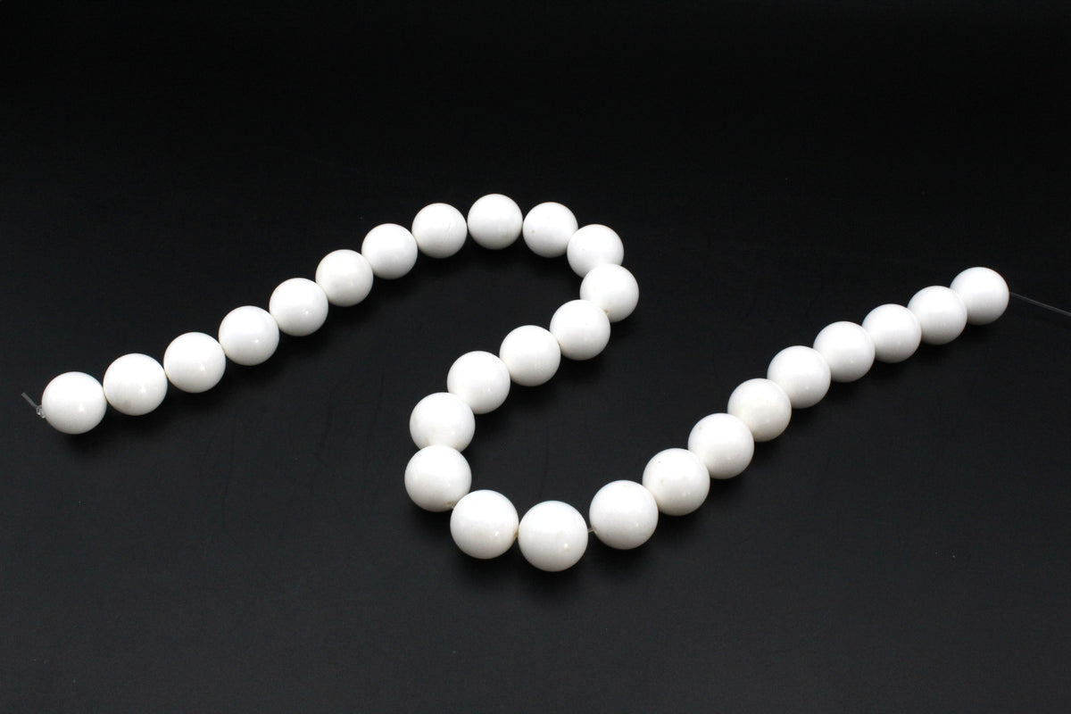 White Stone Round Gemstone Beads 16" Strand
