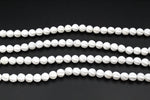 White Stone Round Screw Gemstone Beads 16" Strand