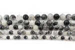 Black Rutilated Round Faceted Gemstone Beads 16" Strand