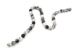 Black Rutilated Round Faceted Gemstone Beads 16" Strand