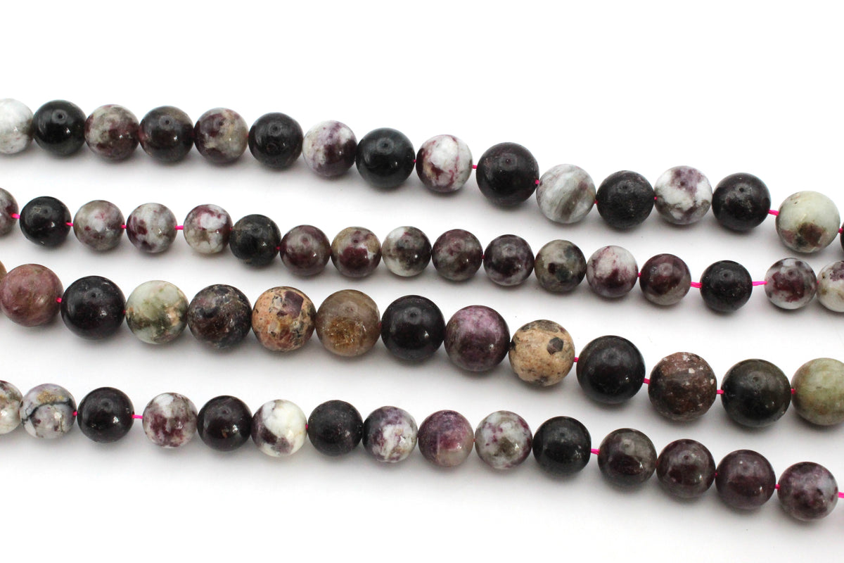 Pink Tourmaline Round Gemstone Beads 16" Strand