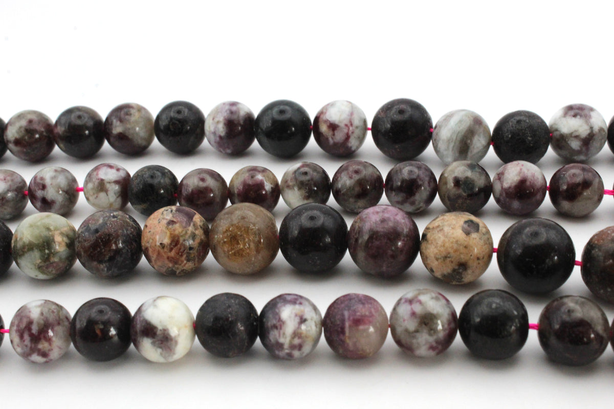 Pink Tourmaline Round Gemstone Beads 16" Strand