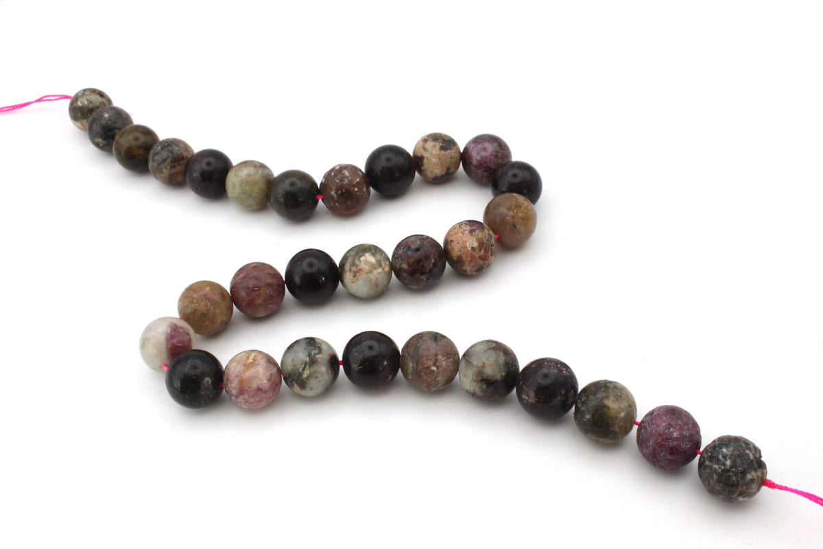 Pink Tourmaline Round Gemstone Beads 16" Strand