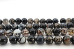 Dragon Vein Agate Round Gemstone Beads 16" Strand