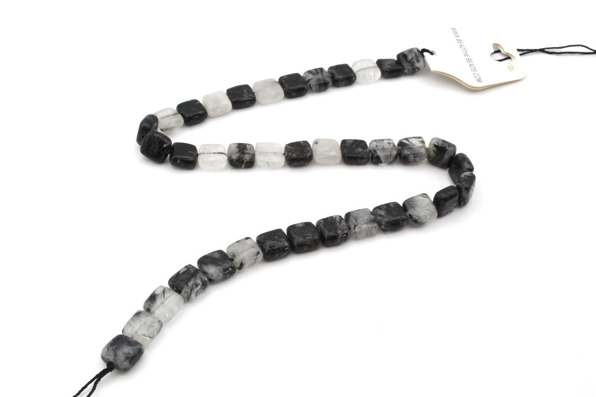 Black Rutilated Square 15 x 15 mm Gemstone Beads 16" Strand