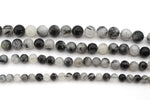 Black Rutilated Round Gemstone Beads 16" Strand