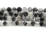 Black Rutilated Round Gemstone Beads 16" Strand