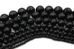 Black Onyx Round Faceted Gemstone Beads 16" Strand
