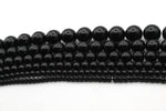 Black Onyx Round Smooth Gemstone Beads 16" Strand