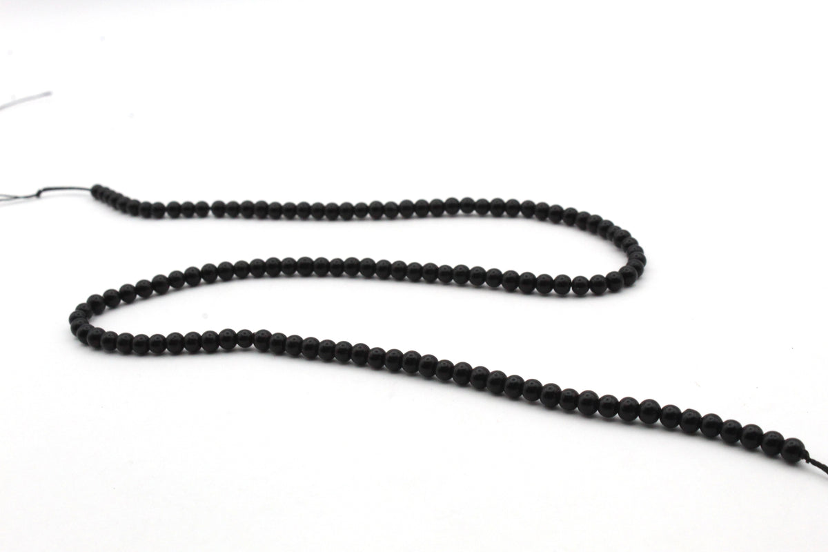 Black Onyx Round Smooth Gemstone Beads 16" Strand