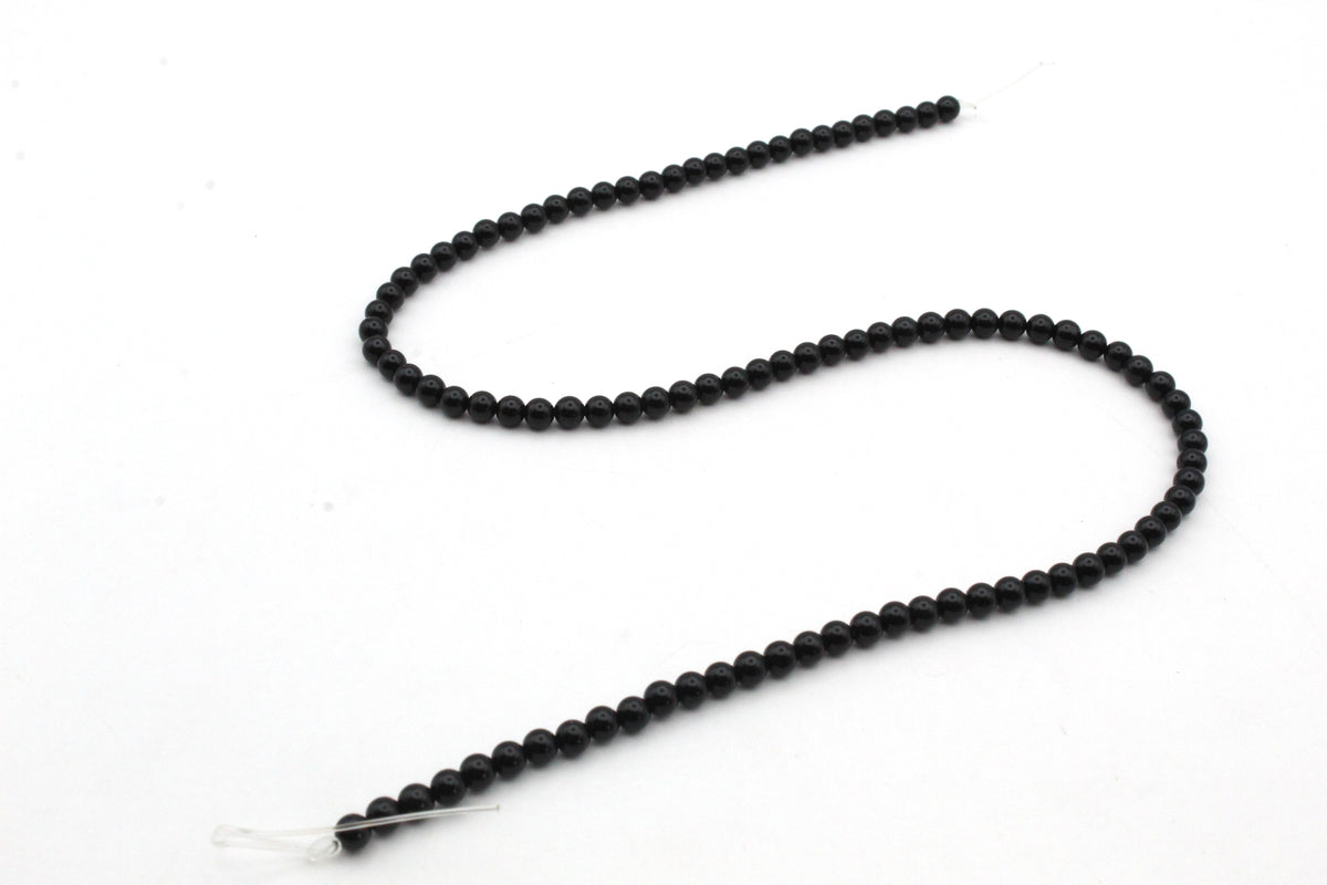 Black Onyx Round Smooth Gemstone Beads 16" Strand