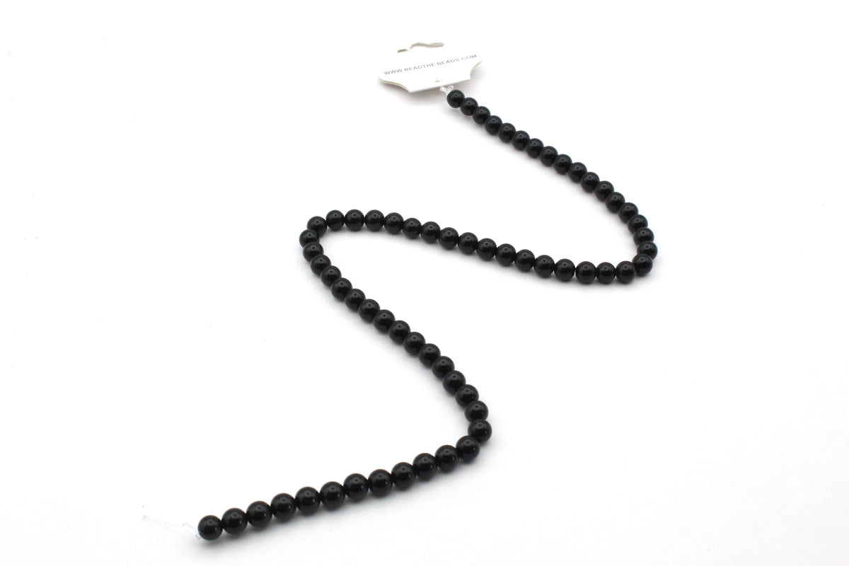 Black Onyx Round Smooth Gemstone Beads 16" Strand