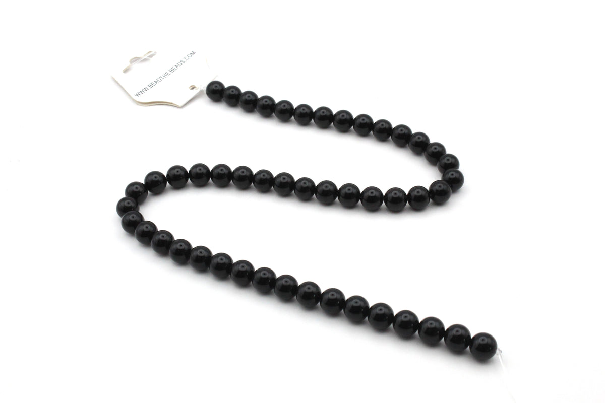 Black Onyx Round Smooth Gemstone Beads 16" Strand
