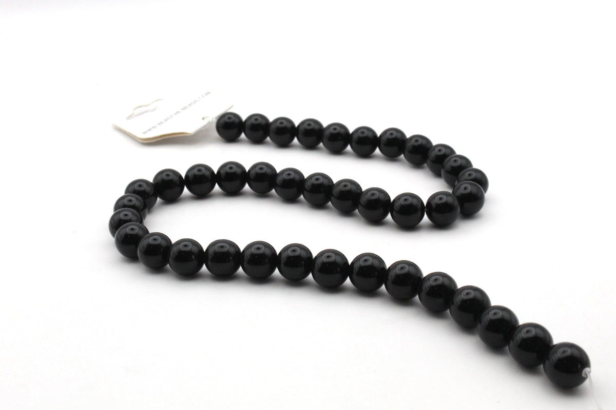 Black Onyx Round Smooth Gemstone Beads 16" Strand