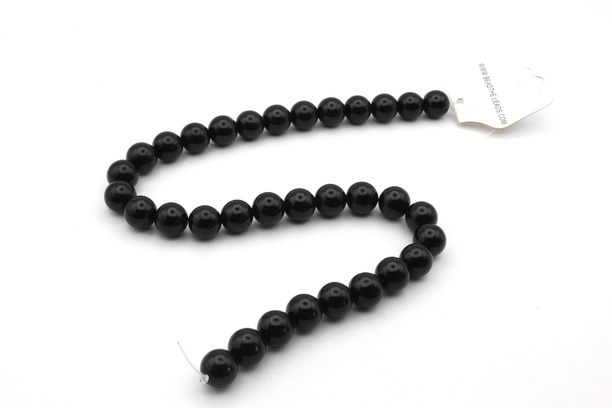 Black Onyx Round Smooth Gemstone Beads 16" Strand
