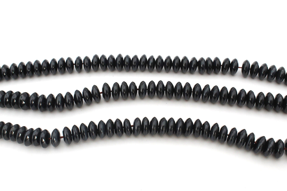 Natural Obsidian Rondelle Smooth Gemstone Beads 16" Strand