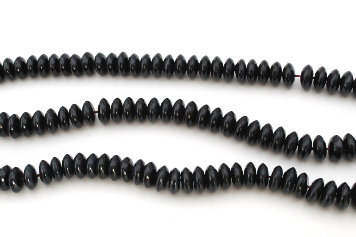 Natural Obsidian Rondelle Smooth Gemstone Beads 16" Strand