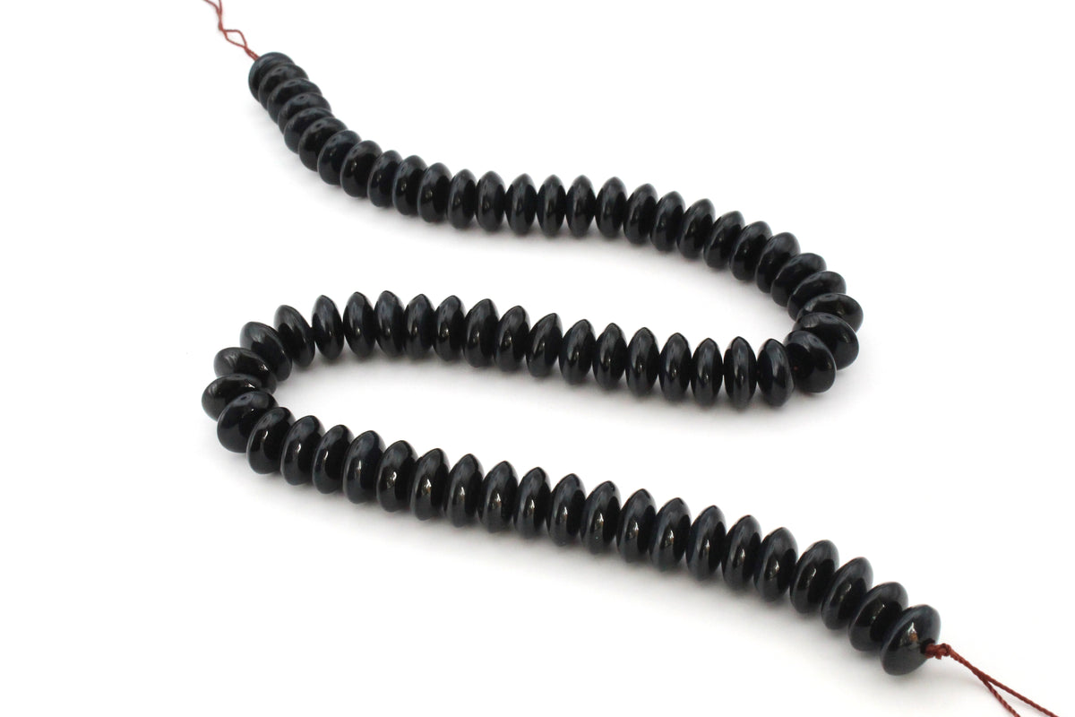Natural Obsidian Rondelle Smooth Gemstone Beads 16" Strand