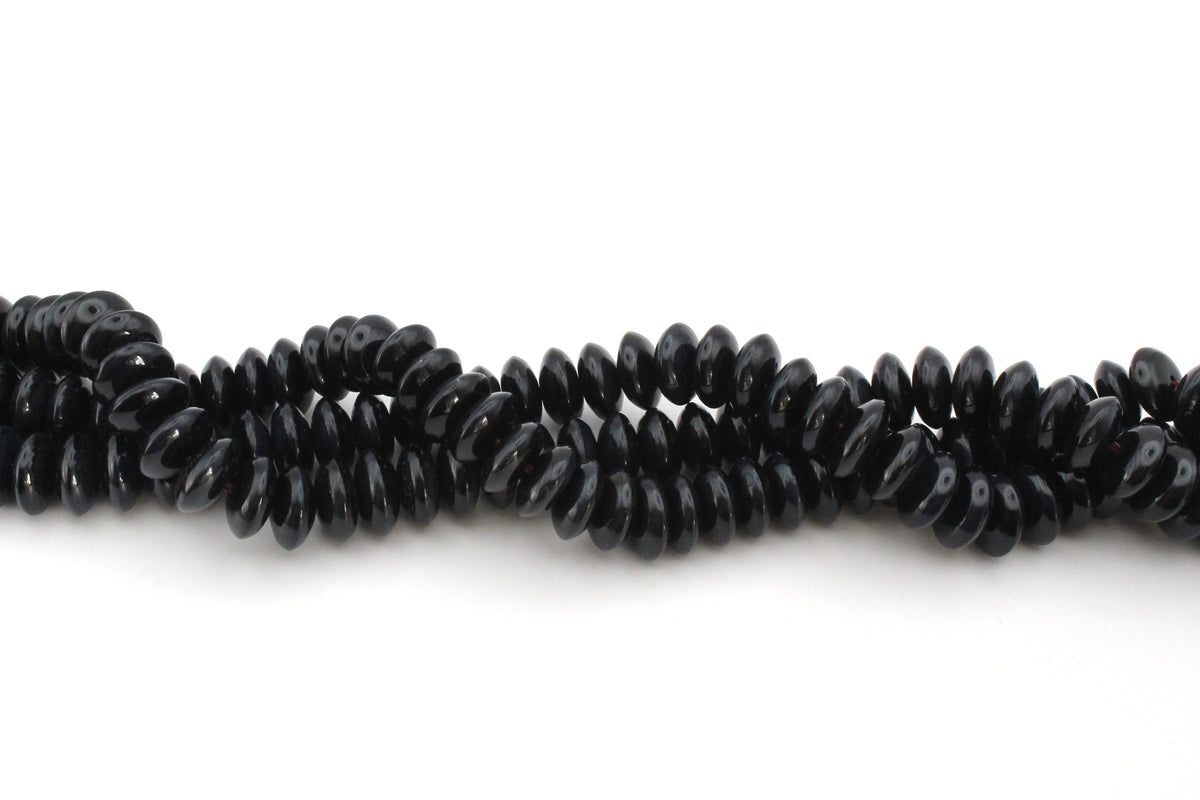 Natural Obsidian Rondelle Smooth Gemstone Beads 16" Strand