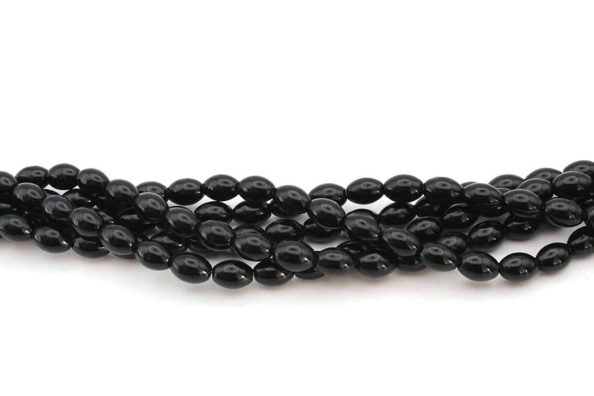 Black Onyx Oval Smooth 6 x 9 mm Gemstone Beads 16" Strand