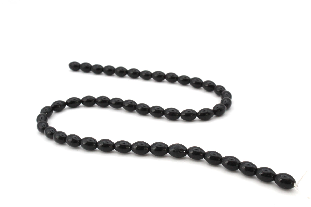 Black Onyx Oval Smooth 6 x 9 mm Gemstone Beads 16" Strand