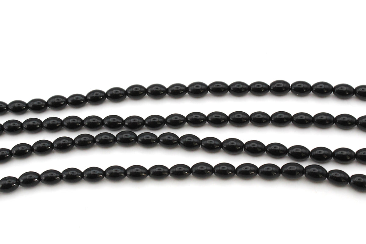 Black Onyx Oval Smooth 6 x 9 mm Gemstone Beads 16" Strand