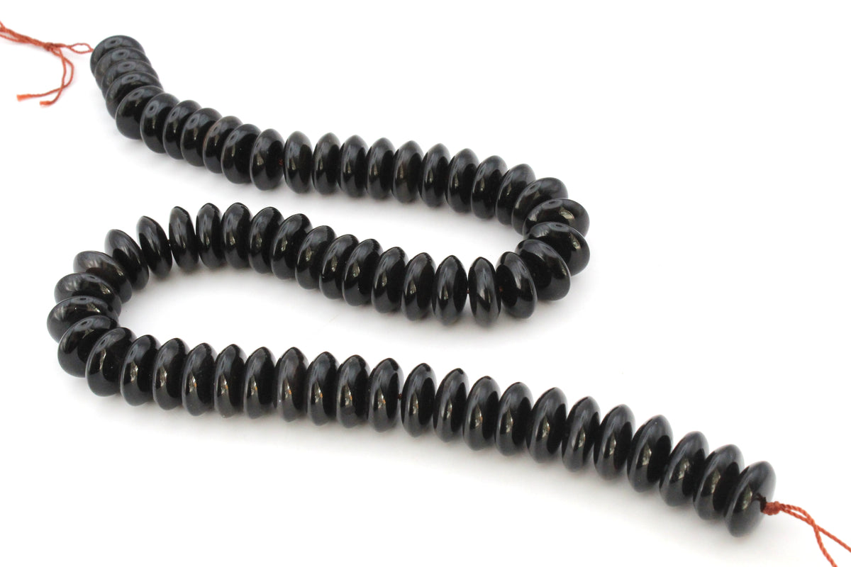 Natural Obsidian Rondelle Smooth Gemstone Beads 16" Strand