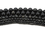 Natural Black Obsidian Round Smooth Gemstone Beads 16" Strand