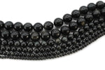 Natural Black Obsidian Round Smooth Gemstone Beads 16" Strand