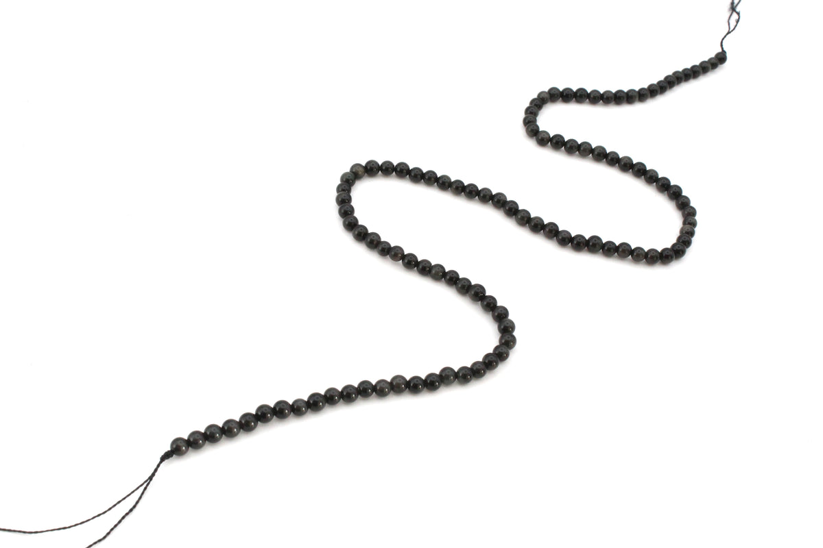 Natural Black Obsidian Round Smooth Gemstone Beads 16" Strand