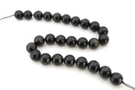 Natural Black Obsidian Round Smooth Gemstone Beads 16" Strand
